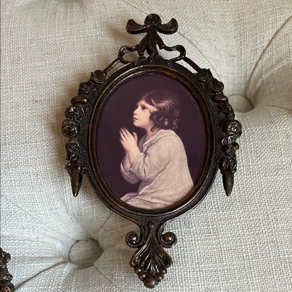 Vintage Italian Miniature Ornate Brass Frames Mirror Floral and Portrait Designs - Picture 6 of 8